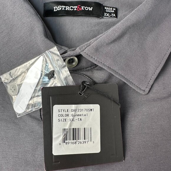 DSTRCT & ROW Men's Short Sleeve Jersey Stretch Dress Shirt, Size XXL, Gunmetal - Picture 8 of 11